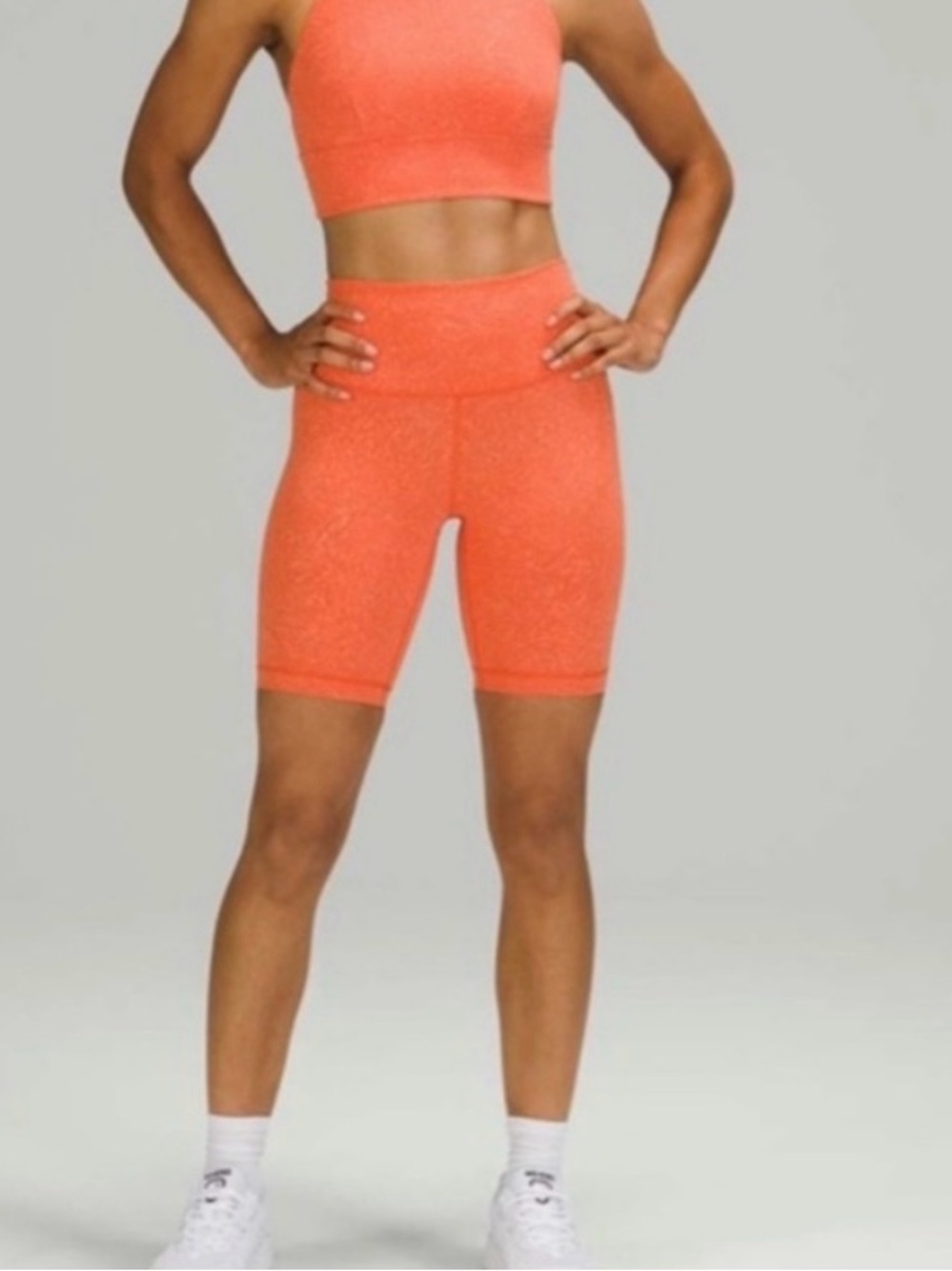 Lululemon wunder train high rise short 8” biker shorts orange coral women’s 0